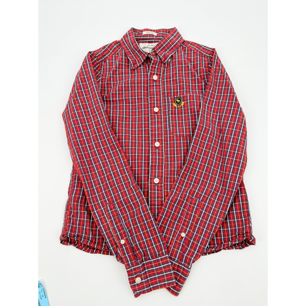 Abercrombie Kids Boys XL Red Plaid Button Up Shirt Long Sleeve School Preppy Top